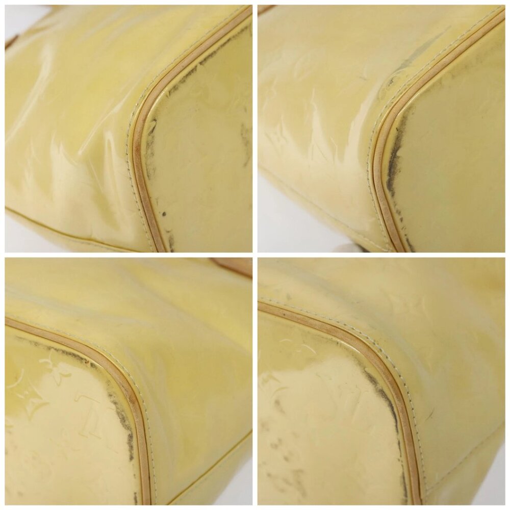 LOUIS VUITTON Monogram Vernis Houston Hand Bag Lime Yellow LV Auth - Picture 15 of 16